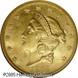 1865-S $20  MS63 Brother Jonathan NGC. An historica