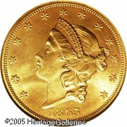 1865-S $20  MS63 Brother Jonathan NGC. The 1857