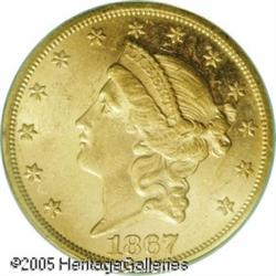 1867 $20  MS60 PCGS. A scarce date to find in any g