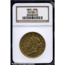 1868 $20  XF40 NGC. Abraded surfaces with deep hone