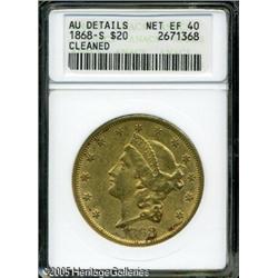 1868-S $20 --Cleaned--ANACS. AU Details, Net XF40.