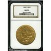 Image 1 : 1869-S $20  AU55 NGC. Mostly yellow-gold colored wi