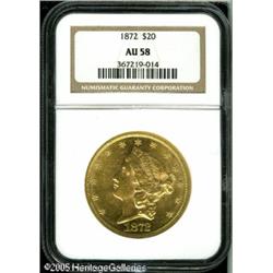 1872 $20  AU58 NGC. This is an excellent appearing