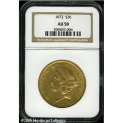 1872 $20  AU58 NGC. The strike is average and the s