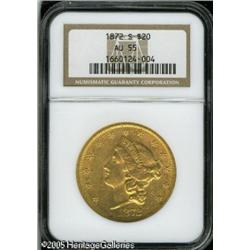 1872-S $20  AU55 NGC. Quite lustrous with a few obv