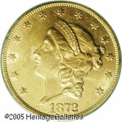 1872-S $20  MS61 PCGS. A frosty and lustrous coin t