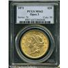 Image 3 : 1873 $20  Open 3 MS62 PCGS. Flashy and lustrous wit