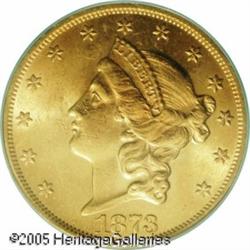 1873 $20  Open 3 MS62 ICG. Radiant frosty luster gl