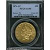 Image 3 : 1874-CC $20  AU55 PCGS. Bright yellow-gold in color
