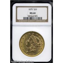 1875 $20  MS60 NGC. Lustrous and attractive with ap