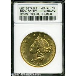 1875-CC $20 --Spots Tooled, Cleaned--ANACS. Unc Detai