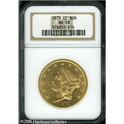 1875-CC $20  AU58 NGC. Quite frosty with nearly com