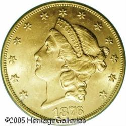 1876 $20  MS62 PCGS. Final year of issue for the Ty