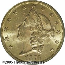 1876 $20  MS63 PCGS. Bright and lustrous with excel