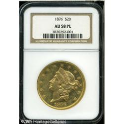 1876 $20  AU58 Prooflike NGC. The fields are notice
