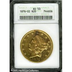 1876-CC $20  AU53 ANACS. A bright and bold Carson C