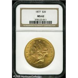 1877 $20  MS62 NGC. Strictly Mint State, but displa