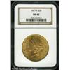 Image 1 : 1877-S $20  MS62 NGC. There are remarkably few abra