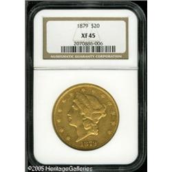1879 $20  XF45 NGC. Evenly worn over the highpoints
