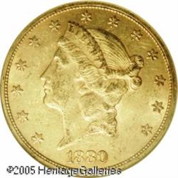 1880 $20  MS60 NGC. This is a low-mintage issue, wi