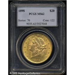 1898 $20  MS62 PCGS. Lightly abraded with lustrous
