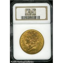 1898 $20  MS62 NGC. Set is lustrous orange-gold wit