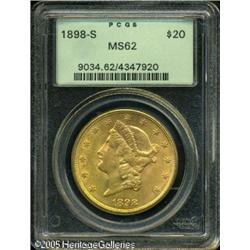 1898-S $20  MS62 PCGS. Sharply struck with deep ora