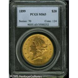 1899 $20  MS63 PCGS. Bright with several luster gra