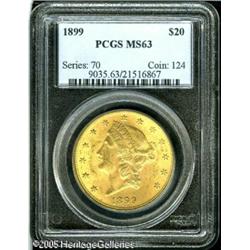 1899 $20  MS63 PCGS. Sharply struck, with soft lust