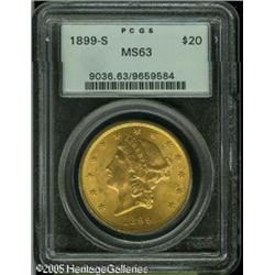 1899-S $20  MS63 PCGS. An attractive and high-end S