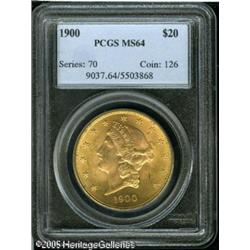 1900 $20  MS64 PCGS. Exquisitely struck, with green
