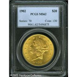 1902 $20  MS62 PCGS. A lovely double eagle with sha
