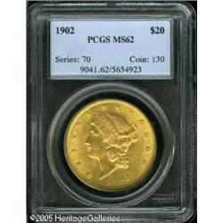 1902 $20  MS62 PCGS. Sharply struck with attractive