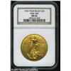Image 3 : 1907 $20  High Relief, Wire Rim MS64 NGC. Satiny gr