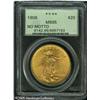 Image 1 : 1908 $20  No Motto MS65 PCGS. The design elements a