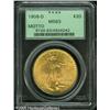 Image 1 : 1908-D $20  Motto MS63 PCGS. This is a pleasing lig