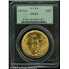 Image 1 : 1914-S $20  MS62 PCGS. A lustrous and bright lemon-
