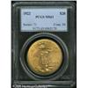 Image 1 : 1922 $20  MS63 PCGS. A pleasing apricot-gold exampl