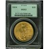 Image 1 : 1924 $20  MS62 PCGS. Well struck but noticeably mar