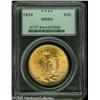 Image 1 : 1924 $20  MS64 PCGS. This attractive near-Gem featu