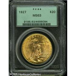 1927 $20  MS63 PCGS. A bright and lustrous lemon-go