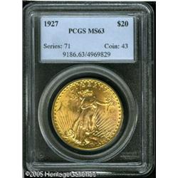 1927 $20  MS63 PCGS. This double eagle offers consi
