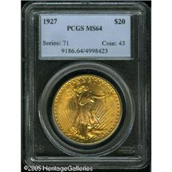 1927 $20  MS64 PCGS. Bright lemon-gold color endows