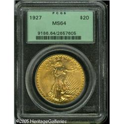 1927 $20  MS64 PCGS. An impressive honey-gold Doubl