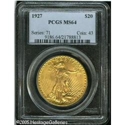 1927 $20  MS64 PCGS. The lovely pink and yellow-gre