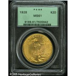 1928 $20  MS61 PCGS. Good luster for the grade with