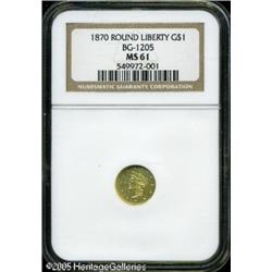 1870 $1  Goofy Head Round 1 Dollar, BG-1205, High R.4