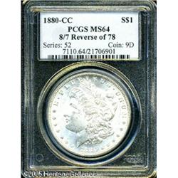 1880-CC  8 Over 7 Reverse of 1878 MS64 PCGS. VA