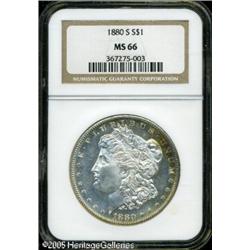 1880-S  MS66 NGC. Medium S. The left obverse bo