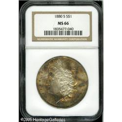 1880-S  MS66 NGC. Large S. Extravagant golden-b